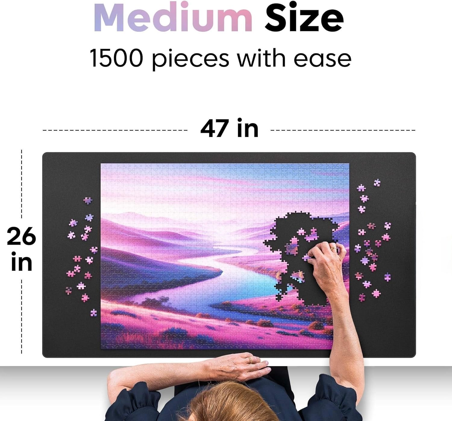Puzzle mat + storage bag + 4 sorting trays + Free 500-piece puzzle